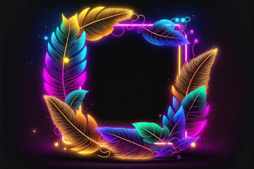 Wall Mural - neon garland frame background,Generative ai.