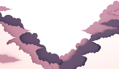 Wall Mural - Paper clouds on transparent background png border illustration