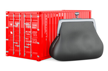 Poster - Cargo container with coin purse. 3D rendering