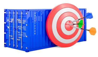 Poster - cargo container with target with arrows. 3d rendering