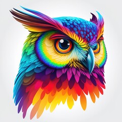 Wall Mural - background with owl color flat illustration