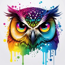 Background With Owl Color Flat Illustration