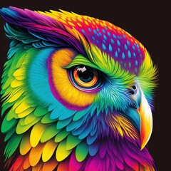 Wall Mural - background with owl color flat illustration