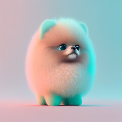 Wall Mural - illustration of cute small pomeranian dog pastel colors style, generative AI