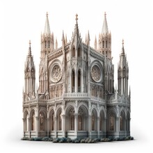 Breathtaking Historic Orthodox Cathedral With Detailed Architecture Isolated On A White Background, Generative Ai