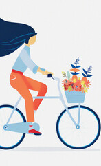 person riding a bike, colorful illustration