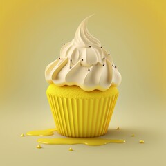 Sticker - Sweet Treat: Stunning Cupcake on a Bright Yellow Background