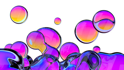 Wall Mural - Colorful liquid bubbles, 3d render
