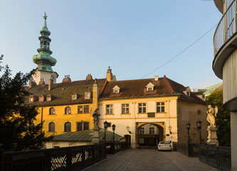 Wall Mural - Historical center of Bratislava with colorful streets in Slovakia.