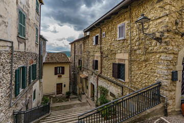 Wall Mural - An old atmospheric city with narrow and cramped quiet streets and stairs