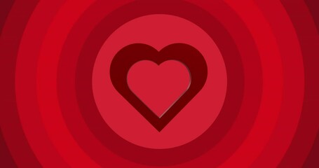 Poster - Animation of red heart over circles on red background
