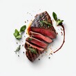 Raw steak and rosemary. Generated AI image	

