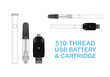 Cannabis CBD Hemp or Delta 8 Vape Cartridge and Battery with USB Charger