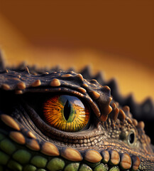 Wall Mural - extreme close up of crocodile eye. generative ai