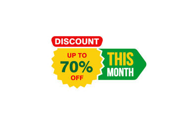 70 Percent THIS MONTH offer, clearance, promotion banner layout with sticker style. 
