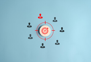 Aufkleber - Leadership pointing dartboard with arrow, Aiming target of business for planning business objective target to successful development, innovation, idea, creative.