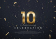 10th anniversary celebration, vector 3d design with luxury and shiny gold. Premium vector background for greeting and celebration.