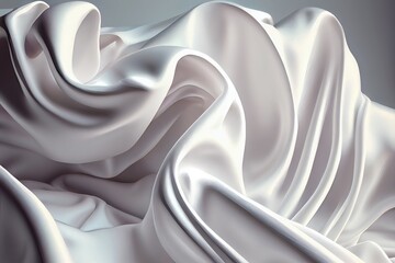 White silk fabric surface abstract background. Decorative fashion cloth texture closeup, detailed smooth textile. Natural material White silk fabric pattern.