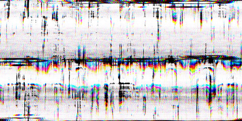 Wall Mural - Seamless broken printer streaky faded lines CMYK color ink toner texture overlay. Abstract bad blurry vintage xerox photocopy glitch noise pattern. Dystopia core aesthetic gritty grunge background..