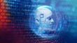 © monsitj - 3d illustration of ai human on technology background.