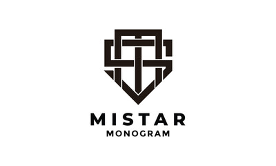 Logo initial M and emblem minimalist design