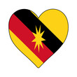 Sarawak Heart Shape Flag. Love Sarawak. State in Malaysia. Visit Malaysia. Vector Illustration Graphic Design.