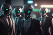 © Natthithin - A group of humanoid aliens in tuxedos With Generative AI