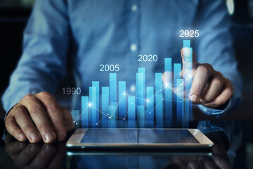 financial growth trend concept, business strategy for success