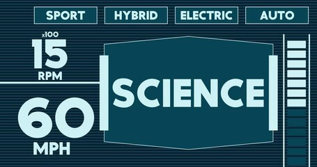 Poster - Futuristic Car Dashboard with Science Text. Digital Graphical User Interface Animation.