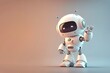 © Neda Asyasi - Happy cute robot isolated. Friendly robot waving with a smile, 3D rendering illustration. Copy space, generative ai.