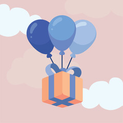 Canvas Print - balloons helium with gift