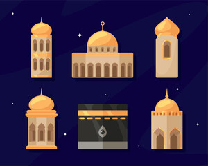 Wall Mural - mecca and five mosques