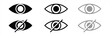 Eye icon set. Vision icon. See and unsee symbol. Look and Vision icons. Show password sign and symbol. Vector illustration