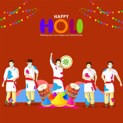 Poster - Vector illustration of Happy Holi festival greeting Festival of Colors