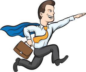Wall Mural - businessman running like superman - PNG image with transparent background