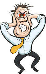 Wall Mural - cartoon vector stressful business person squeezing his head - PNG image with transparent background