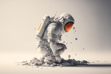 pixelated white astronaut. made with generative ai