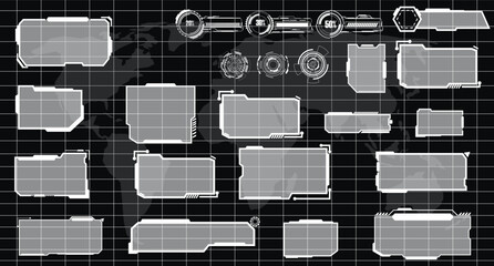 Wall Mural - digital interface hud elements set pack. user interface, frame screens. callouts titles, fui circle 