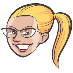 Sticker - people profile person isolated face of funny blond woman - PNG image with transparent background