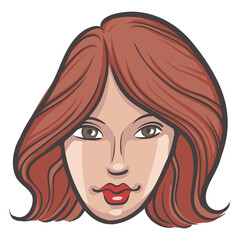 Sticker - people profile person isolated face of red hair woman - PNG image with transparent background