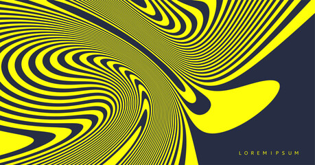 Psychedelic pattern with melting and distorting lines. The geometric background by stripes. 3d vector illustration for brochure, annual report, magazine, poster, presentation, flyer or banner.