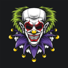 Wall Mural - creepy clown head vector illustration