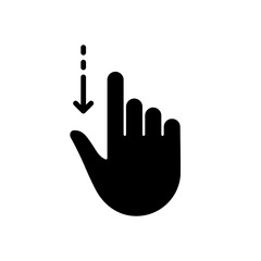 Poster - Hand Finger Swipe and Drag Down Silhouette Icon. Pinch Screen, Rotate on Screen Glyph Pictogram. Gesture Slide Down Icon. Isolated Vector Illustration
