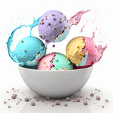ice cream balls in a bowl, generative AI