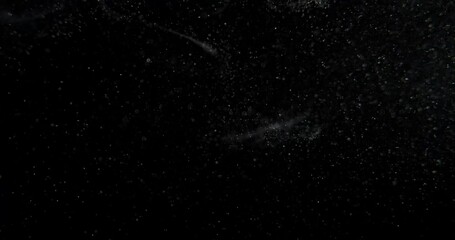 Wall Mural - Realistic dust particles on black screen overlay. Filmed with RED camera in slow motion. Abstract shapes background. High quality 4k footage