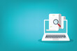 © madedee - Online digital document inspection or assessment evaluation on laptop computer, contract review, analysis, inspection of agreement contract, compliance verification. Vector illustration