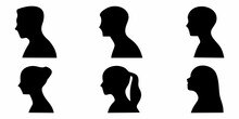 Set Of Silhouettes Man And Woman. Male And Female Avatar Silhouette Icons.
