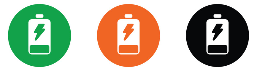 Poster - battery icon set. charging battery icon flat collections symbol sign on transparent background, vect