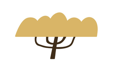 Poster - Tree, fall forest plant with crown, trunk, branches. Modern stylized botanical autumn foliage clipart in Scandinavian style. Childish flat vector illustration isolated on white background