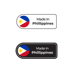 Wall Mural - Made in Phillippines vector label with Poland flag in two different styles